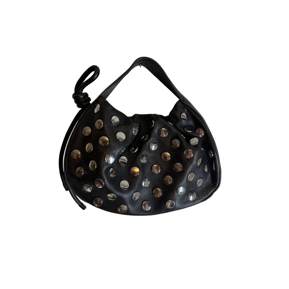 3.1 Phillip Lim Black Leather Studded Origami Mini Bag Hobo Handbag